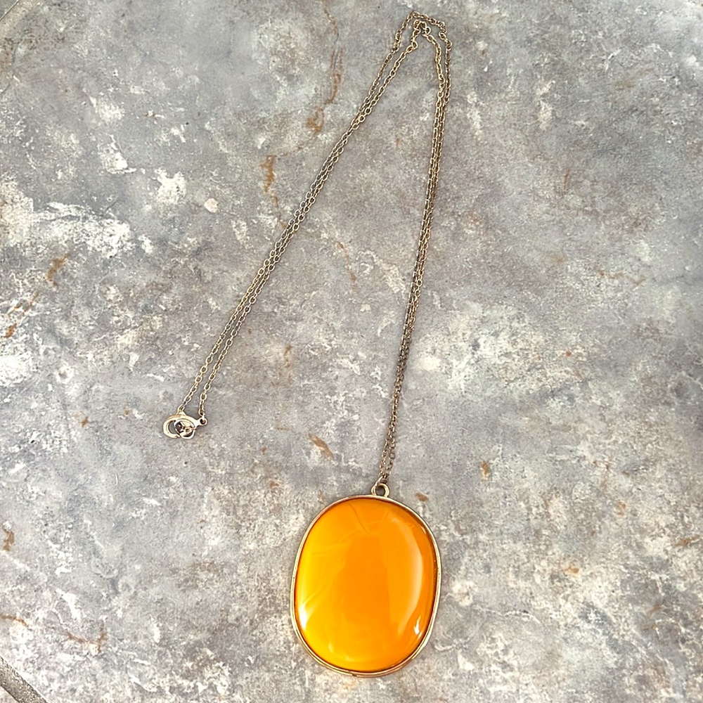 Orange & Gold Plated Round Necklace